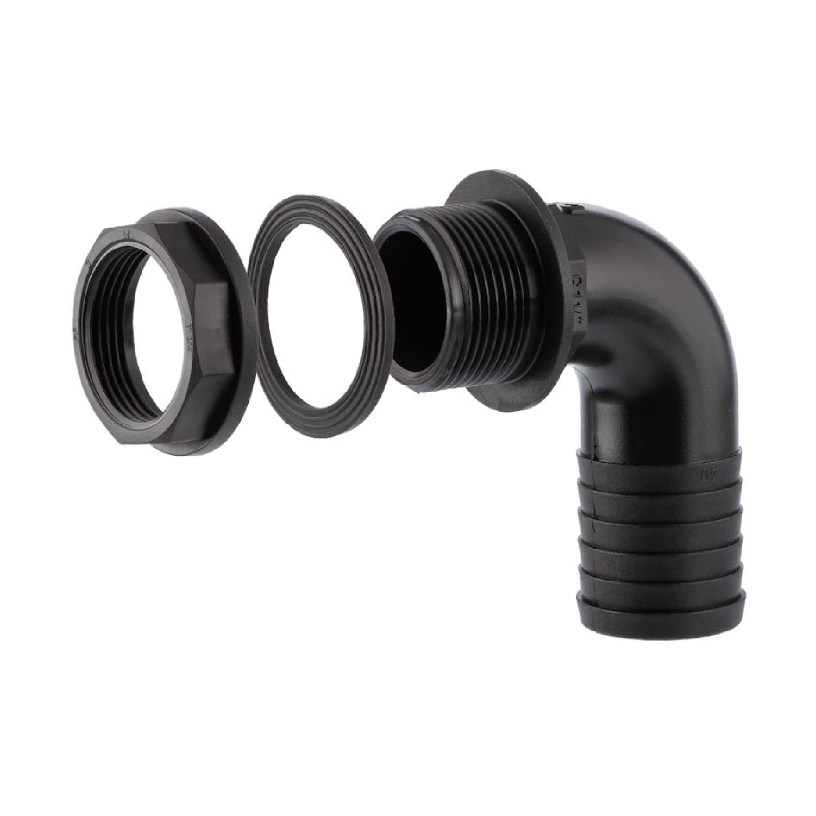 2" x 50 mm Tank Regentonne Durchführung Außengewinde x 90° Winkel Schlauch Tülle - PN 6 bar