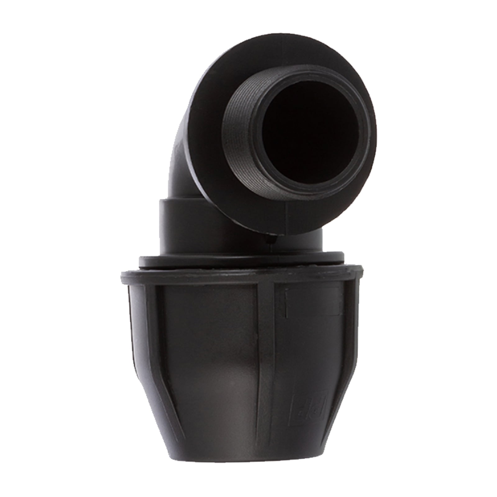 63 mm x 1 1/2" PE PP Fitting Klemm Verbinder Verschraubung Rohr Winkel 90° x AG schwarz - PN 16 bar 