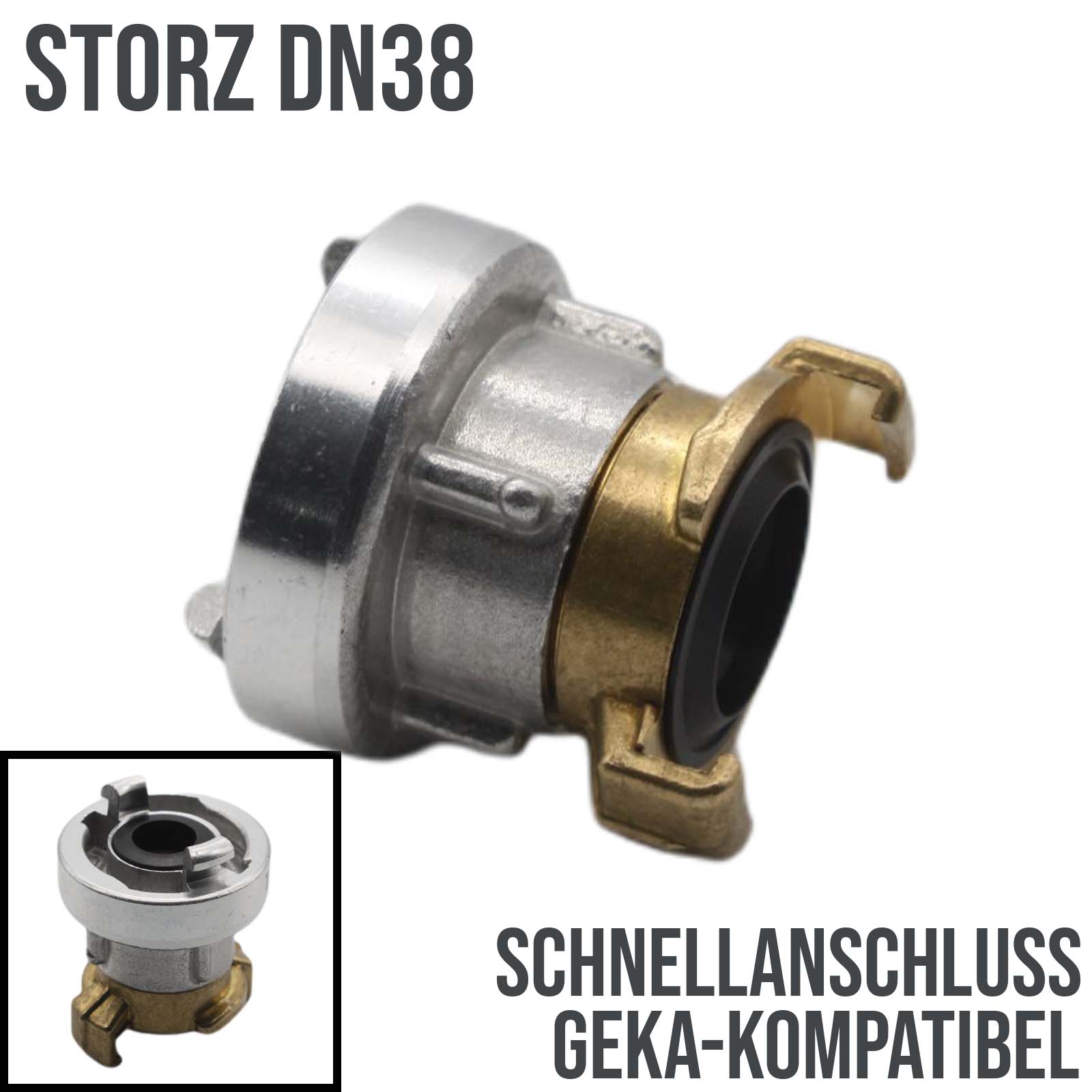STORZ DN 38 KA 51 Übergangsstück Adapter -> Schnell Anschluß Kupplung GEKA kompatibel