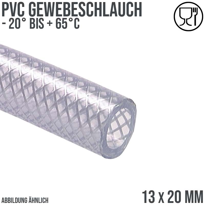 13 x 20 mm Gewebe Druckluft Universal Wasser Luft Kompressor Schlauch transparent PN 16 bar