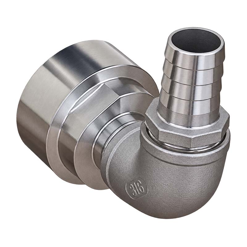 19 mm 3/4 " S60 x 6 IBC Container Edelstahl (AISI 316) 90° Winkel Anschluss Set Schlauch Tülle Stutzen - PN 16 bar