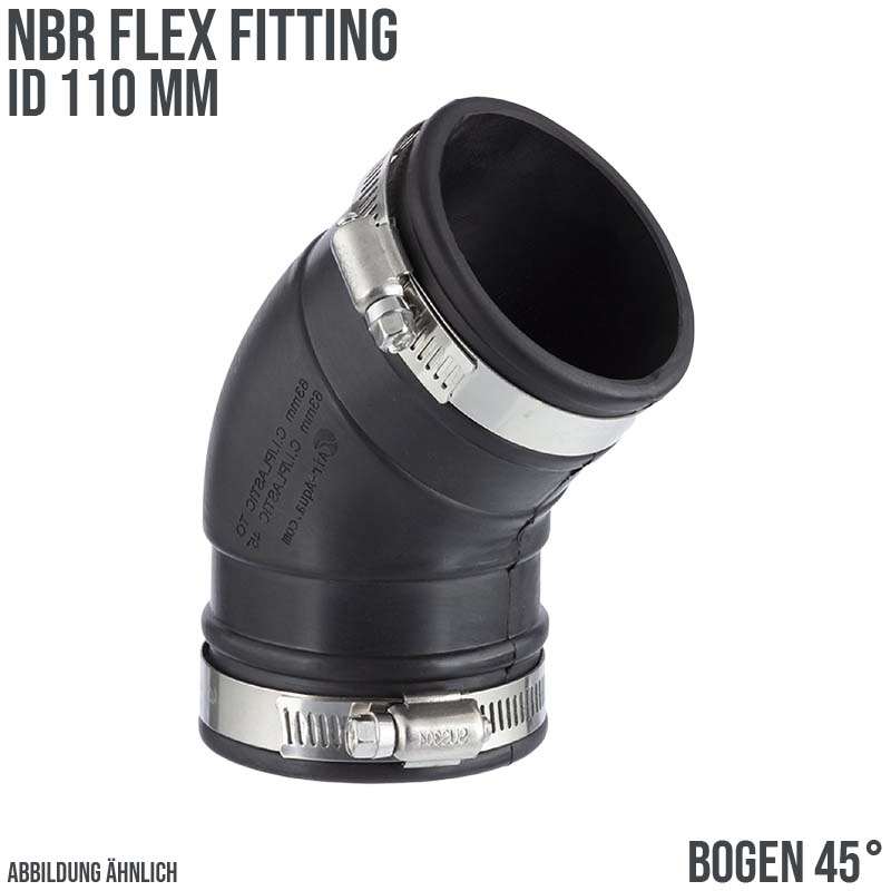 110 mm NBR Flex Fitting Bogen 45° Verbinder Reparatur (Klemmbereich 100 - 112 mm)