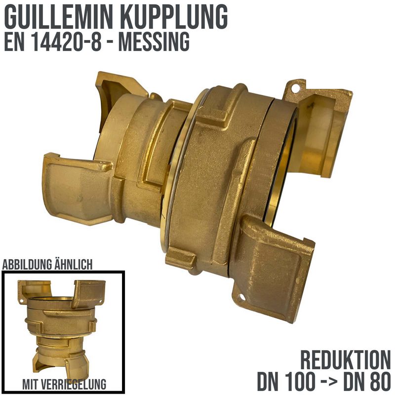 DN 100 -> DN 80 Guillemin Kupplung Reduktion Reduzierer Übergangsstück Verriegelung Messing - PN 16 bar