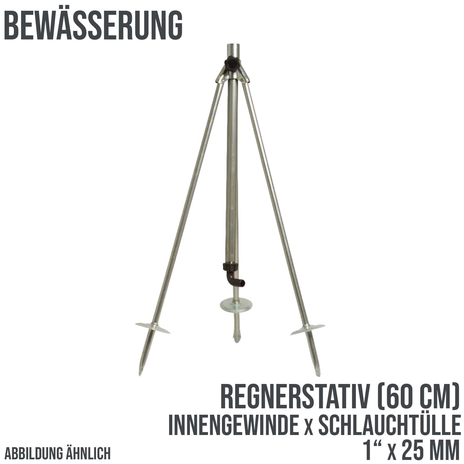 Dreibein Regner Stativ 1" Innengewinde x Schlauchtülle 25 mm Stahl verzinkt - Höhe 60 cm