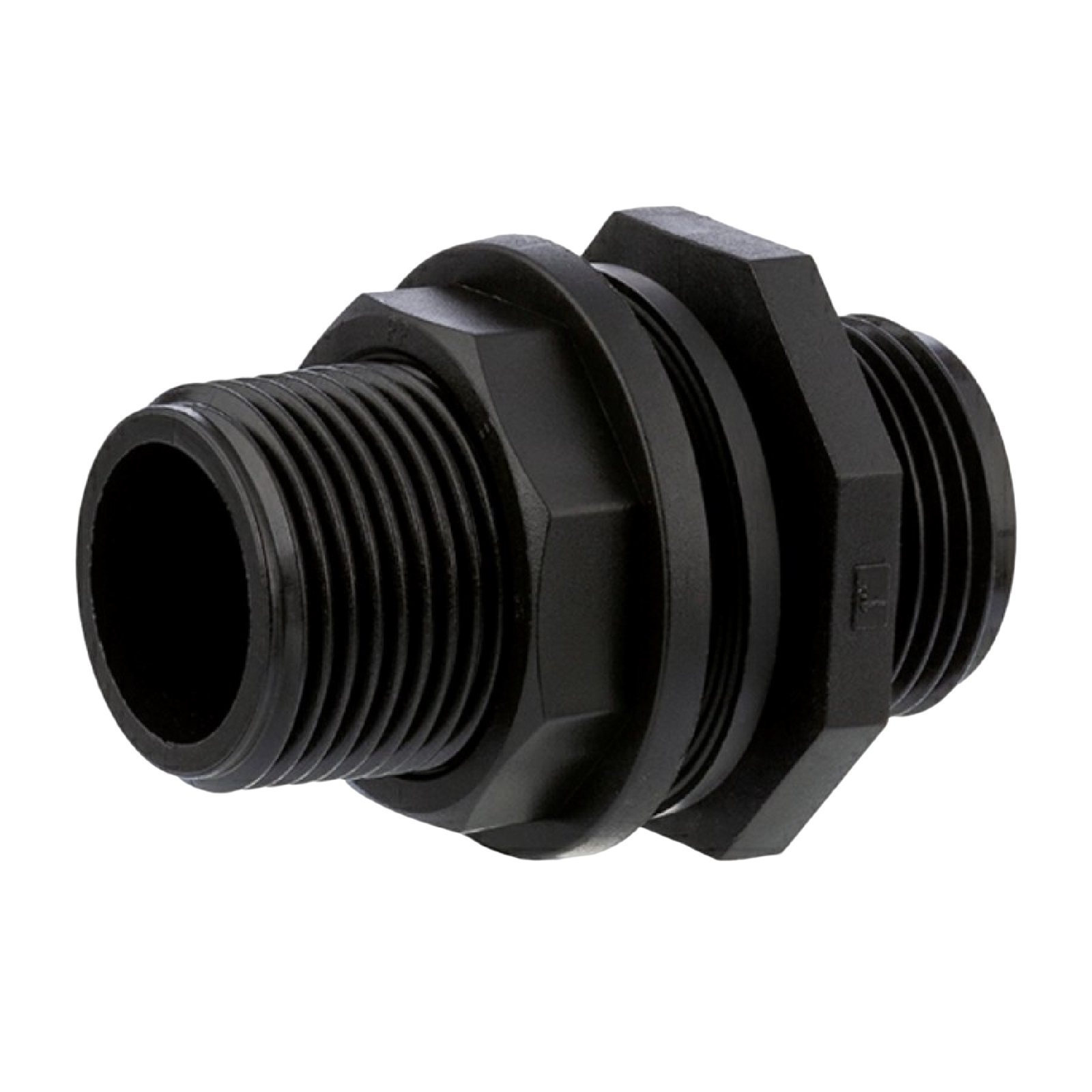 1" PP Tank Regen Tonnen Durchführung Connector 2-fach Außengewinde  - PN 10 bar