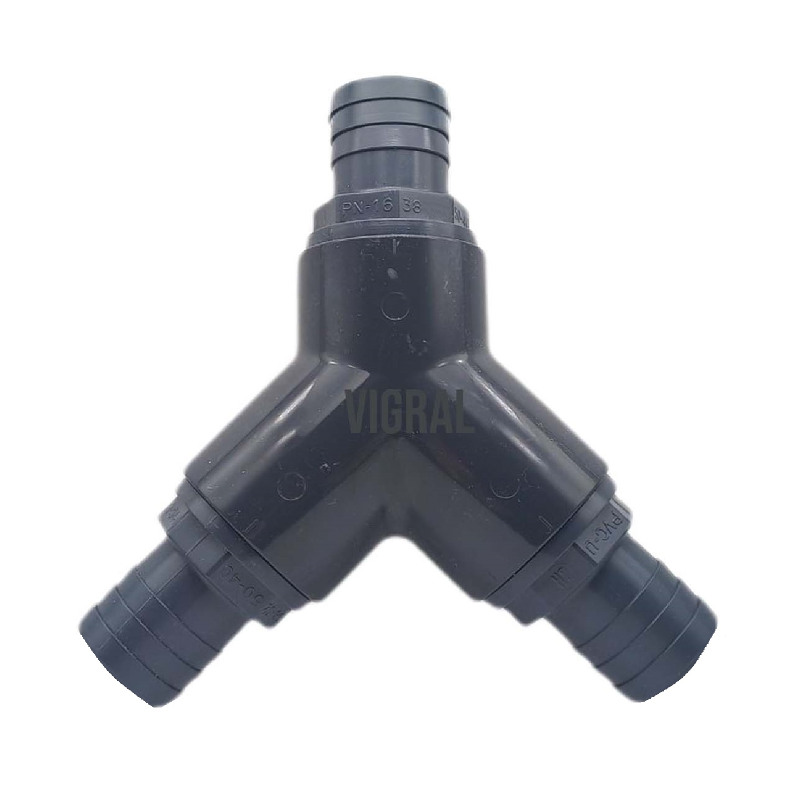38 mm PVC PROFI Y-Stück 45° Schlauch Verbinder Stutzen Tülle Pool Teich Garten - PN 10 bar