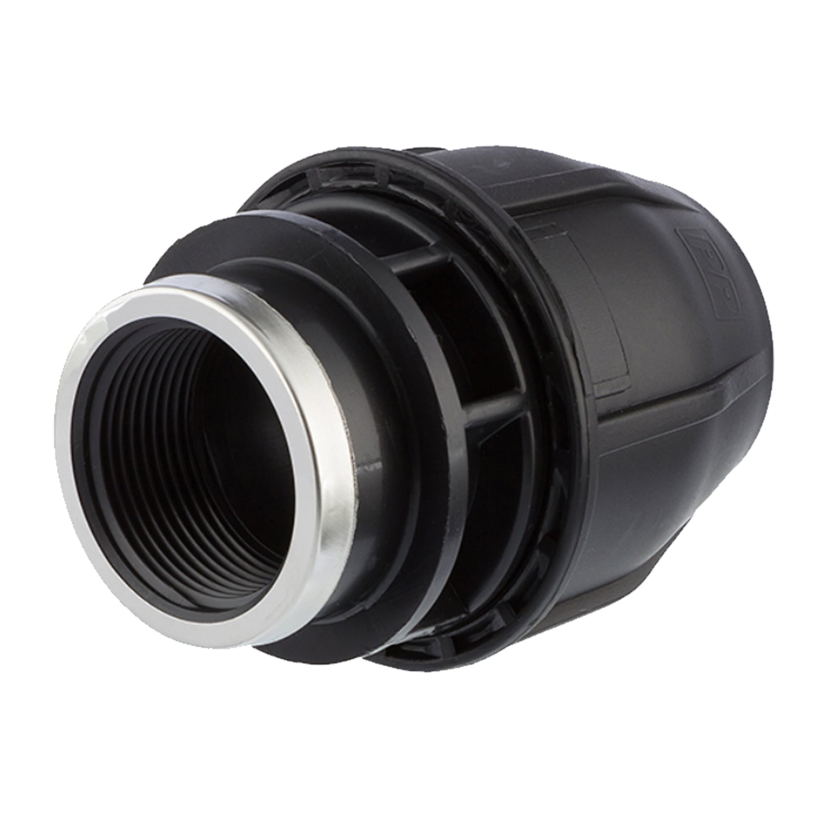 63 mm x 2" PE PP Fitting Klemm Verbinder Verschraubung Muffe Rohr Kupplung x IG schwarz - PN 16 bar