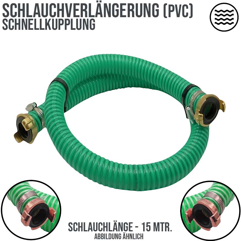 25 mm 1" Zoll Saug Schlauch Pumpen Garnitur Verlängerung Schnellkupplung grün - 20 m