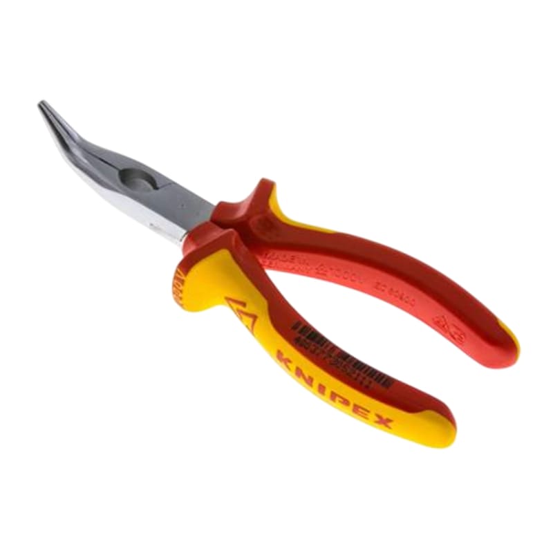 200 mm Flachrund Zange VDE 40° abgewinkelte Backen verchromt 2K Griffe Knipex