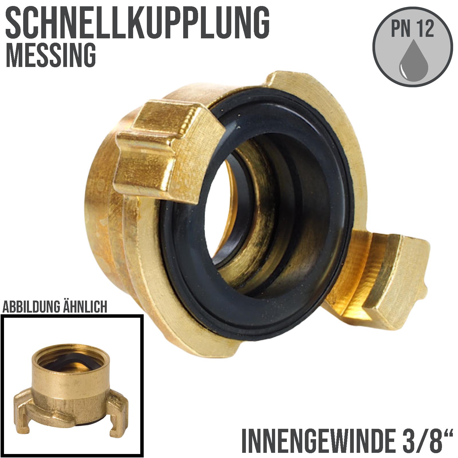 3/8"  Schnellkupplung Gewindestück Innengewinde IG Messing (GEKA kompatibel) - PN 12 bar