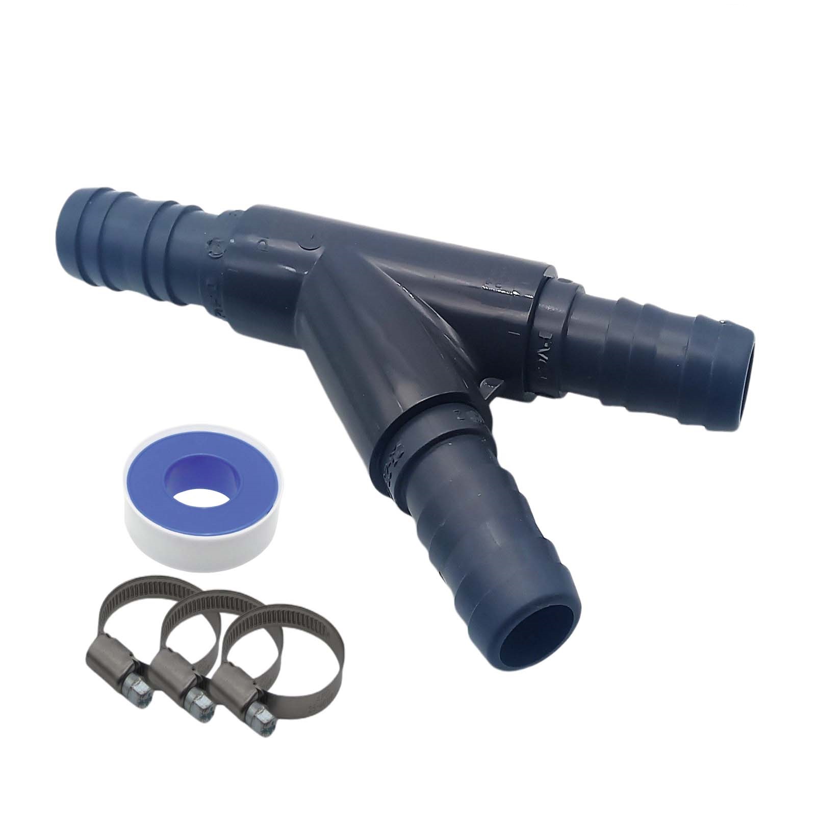 25 mm PVC PROFI T-Stück 45° Schlauch Verbinder Stutzen Tülle Pool Teich Garten - PN 10 bar - Montage-Set