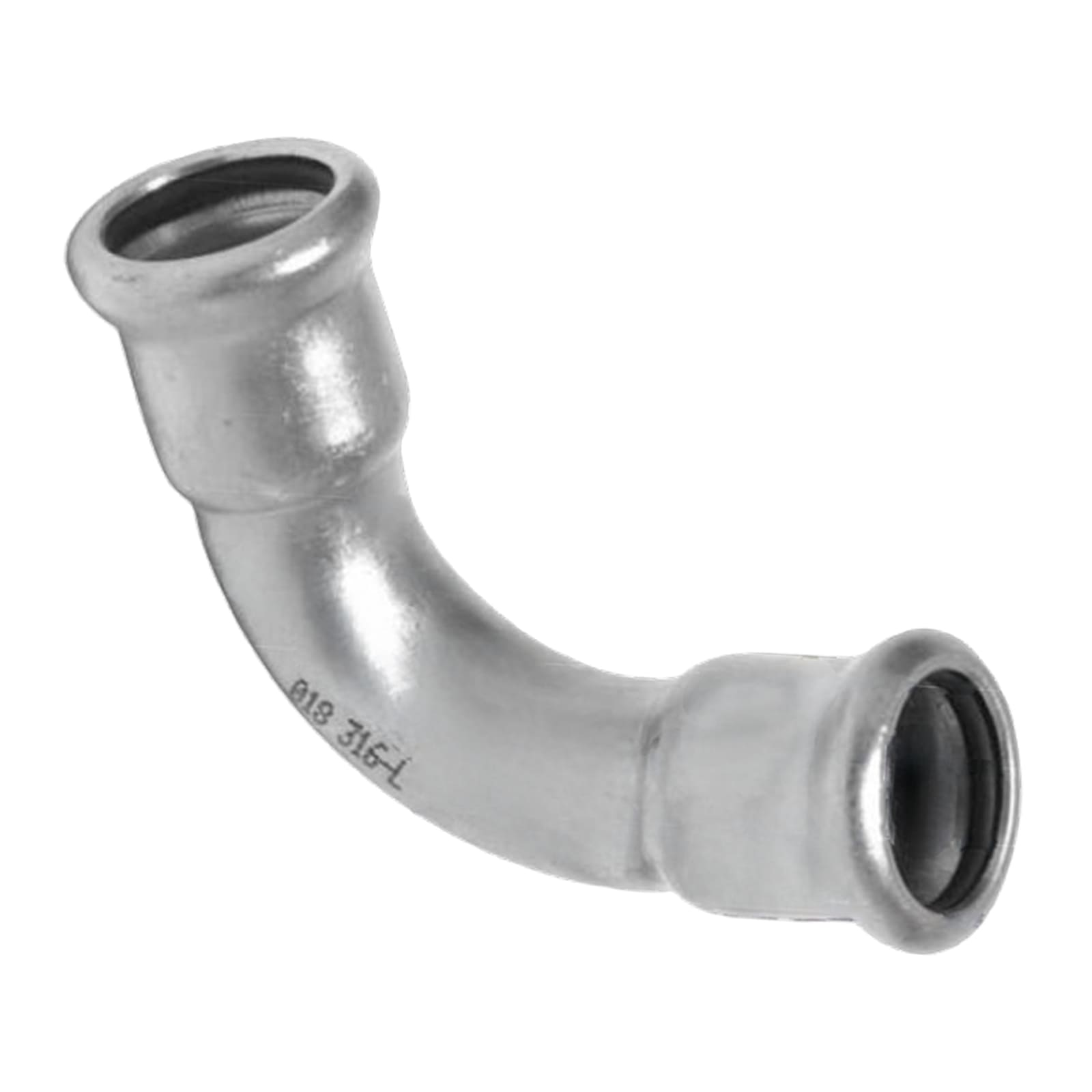 54 mm Bogen 90° Press x Pressmuffe Edelstahl AISI 316 Fittings PN 16 bar