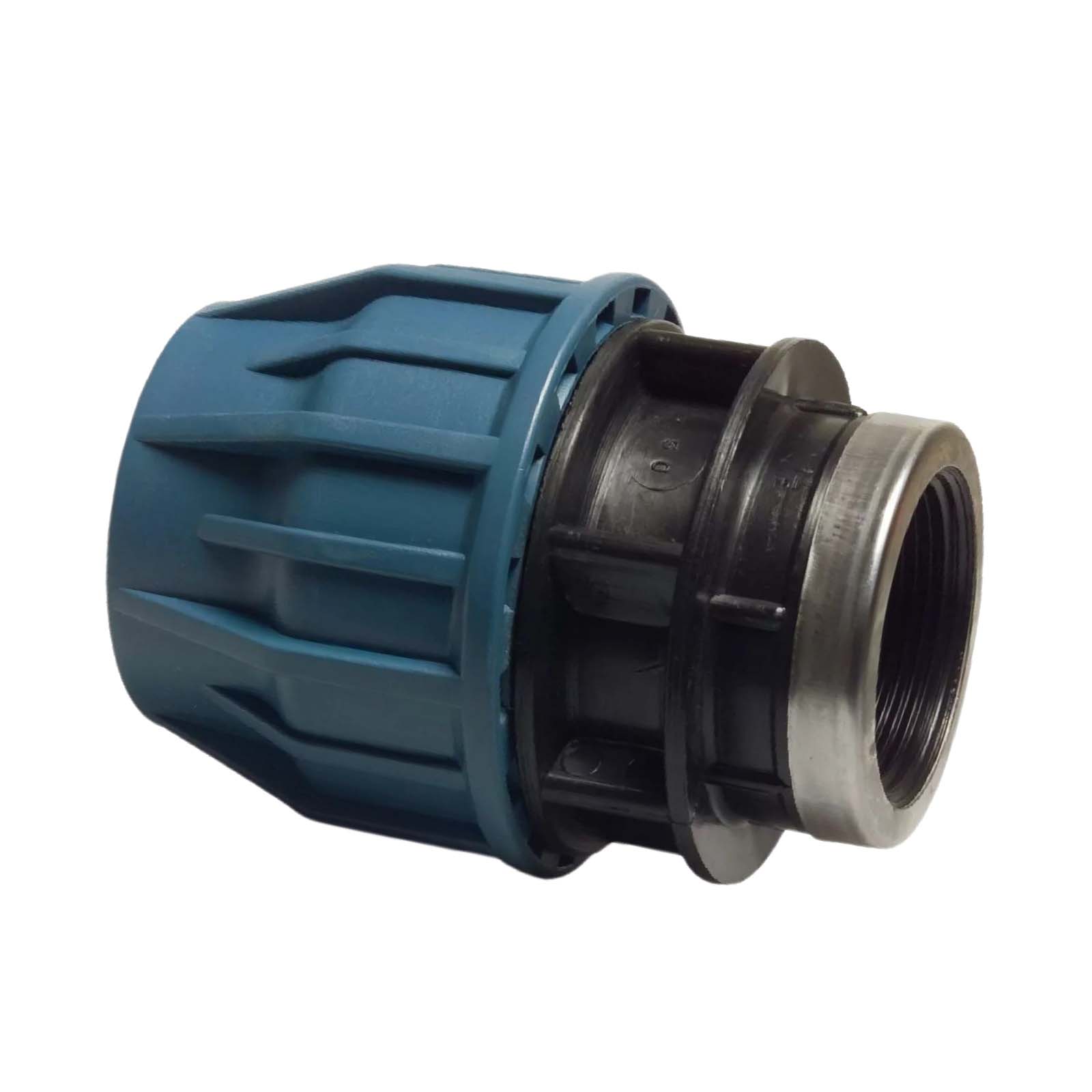 63 mm x 2 1/2" PE PP Fitting Klemm Verbinder Verschraubung Muffe Rohr Kupplung x IG DVGW - PN 16 bar