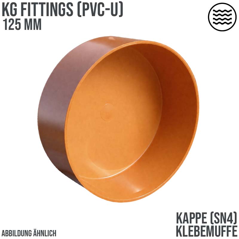 125 mm PVC Kappe Abfluß Abwasser HT KG Rohr SN4 Klebemuffe rostbraun