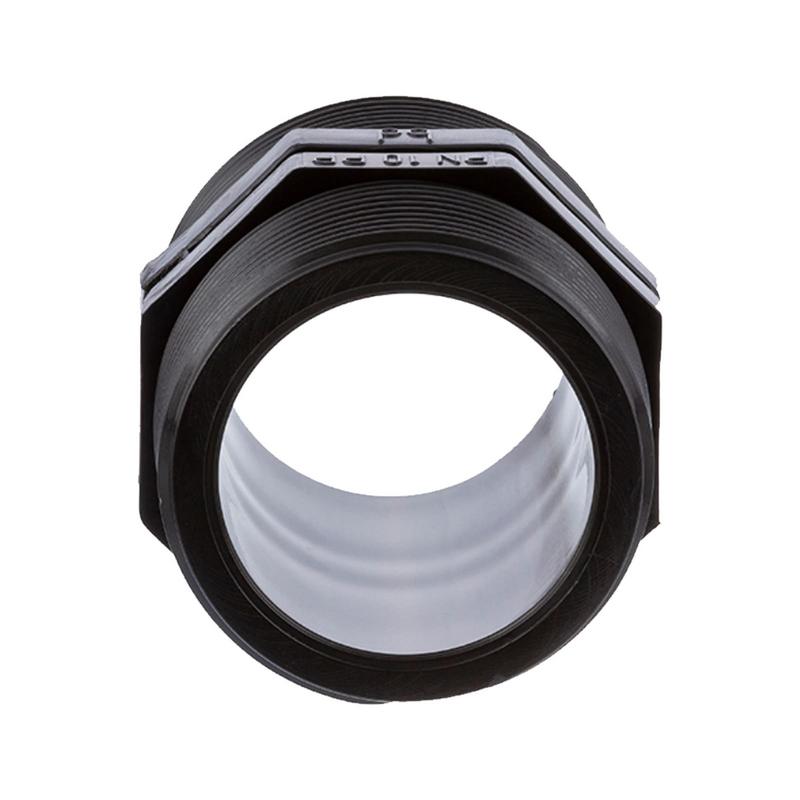 2" PP Gewinde Fitting Doppel Nippel schwarz Außengewinde AG Polypropylen - PN 10 bar