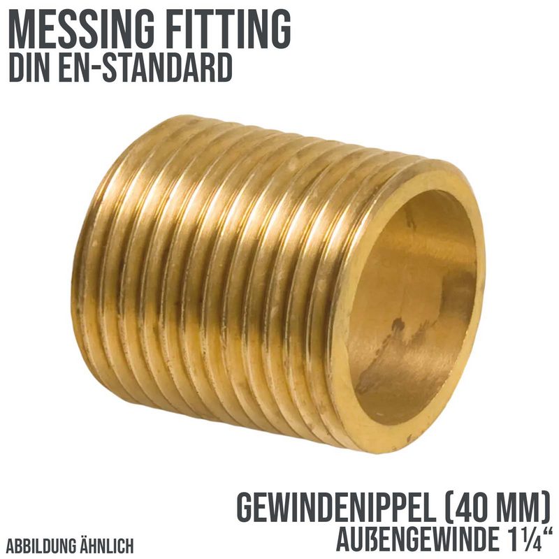 1 1/4" Gewindenippel Nr. 531 Außengewinde AG Messing Fittings PN 40 bar - Länge: 40 mm