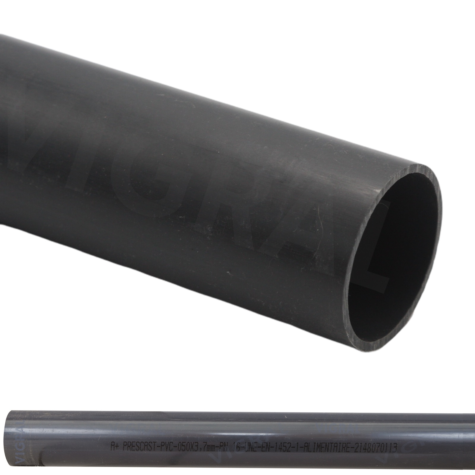 90 x 3,5 mm PVC Klebe Fitting Druck Kunststoff Rohr grau - 0,5 m Fixlänge - PN 10 bar