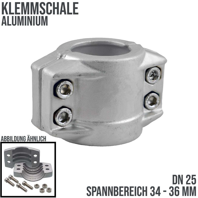 DN 25 Klemmschale Aluminium Spannbereich 34 - 36 mm für Schlauch ID x AD 25 x 35 mm - PN 25 bar
