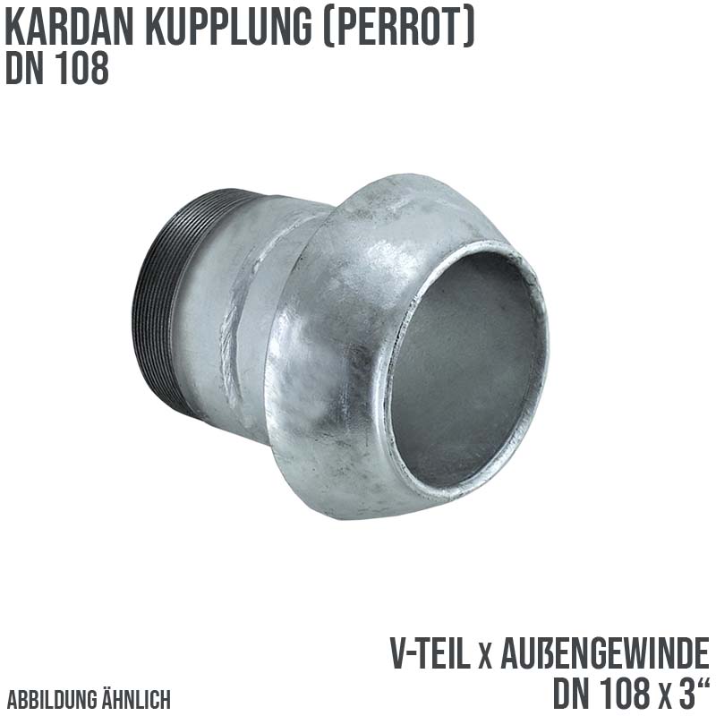 DN 108 Kardan Perrot Kupplung V-Teil mit Außengewinde 3" Zoll Gülle Schlamm Schlauch