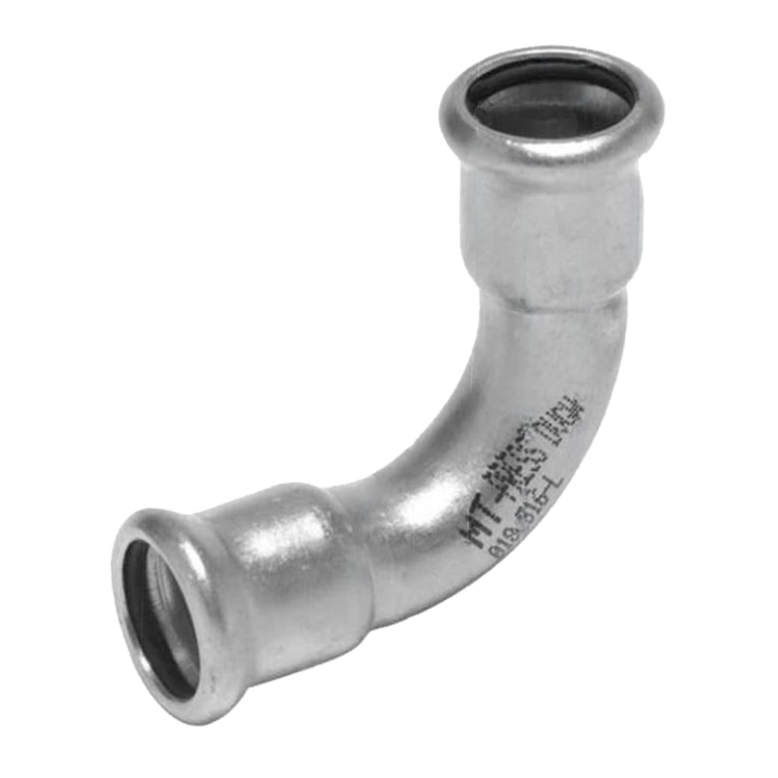 54 mm Bogen 90° Press x Pressmuffe Edelstahl AISI 316 Fittings PN 16 bar