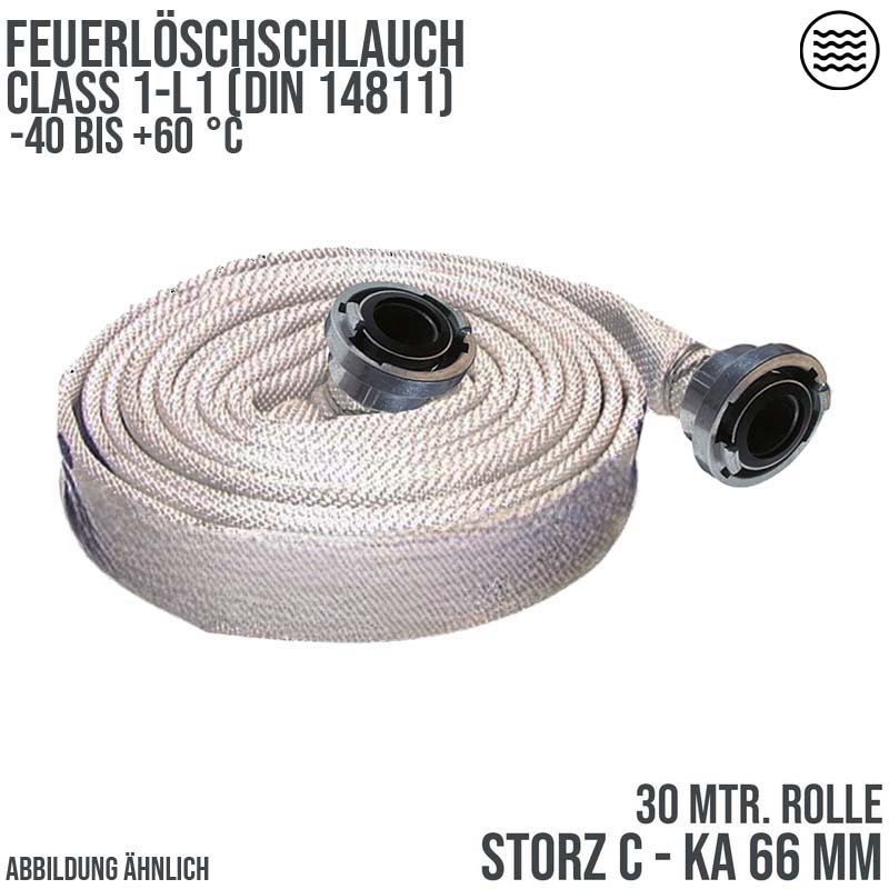 STORZ C KA 66 52 mm 2" Feuerlösch Feuerwehr Pumpen Industrie Schlauch weiß CLASS 1-L1 PN 16 bar - 30 m
