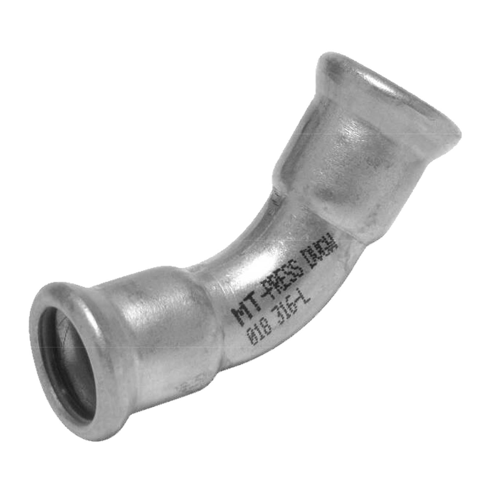 54 mm Bogen 45° Press x Pressmuffe Edelstahl AISI 316 Fittings PN 16 bar