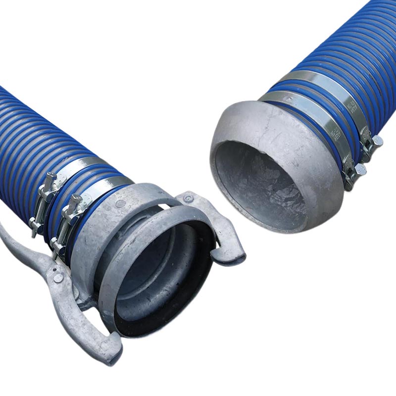 152 mm PVC Saug Druck Gülle Schlamm Schlauch Kardan DN 159 V-Teil M-Teil - 6 m