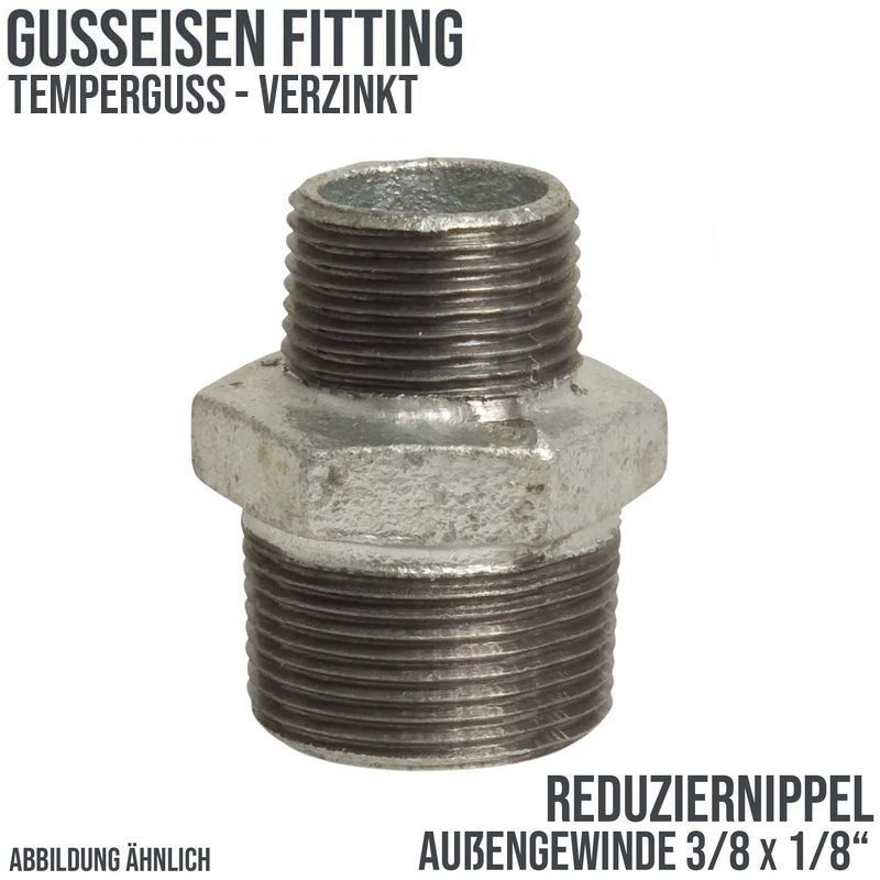 3/8" x 1/8" Gusseisen Temperguss Reduziernippel Nr. 245 Außen x Außengewinde AG PN 25 bar
