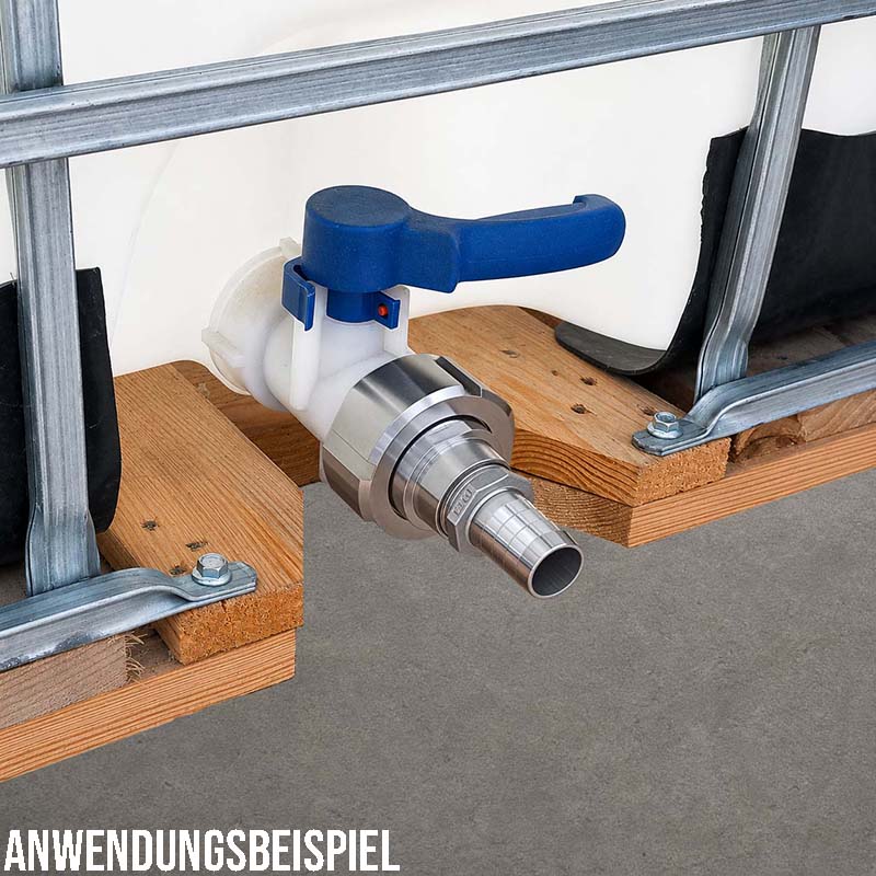 19 mm 3/4 " S60 x 6 IBC Container Edelstahl (AISI 316) V4A Anschluss Set Schlauch Tülle Stutzen - PN 16 bar