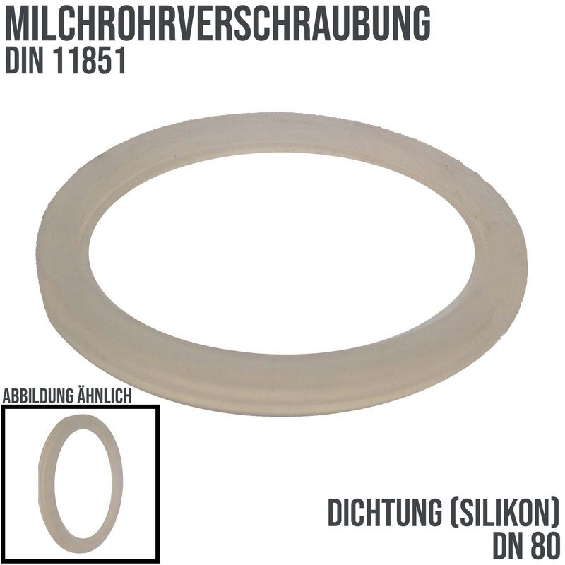 DN 80 Milchrohr DIN 11851 Dichtung Silikon transparent FDA - 85 x 95 x 5 mm