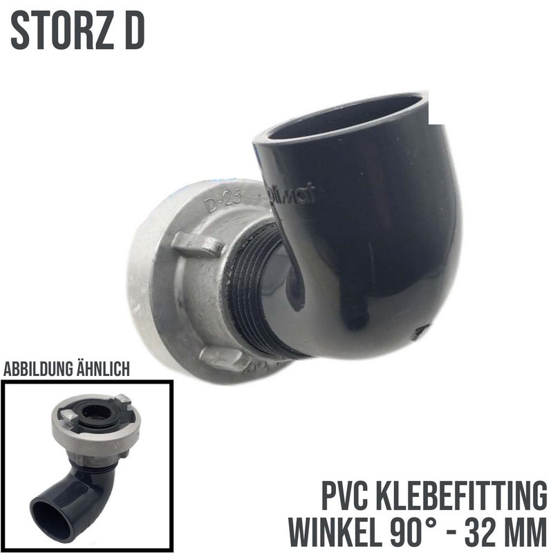 STORZ C DN 25 KA 31 Übergangsstück Adapter -> 32 mm PVC-U Klebe Fitting Winkel 90°
