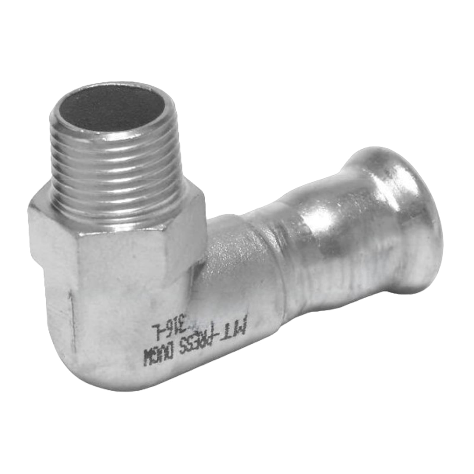 54 mm x 2" Winkel 90° Muffe x Aussengewinde AG Edelstahl AISI 316 Fittings PN 16 bar
