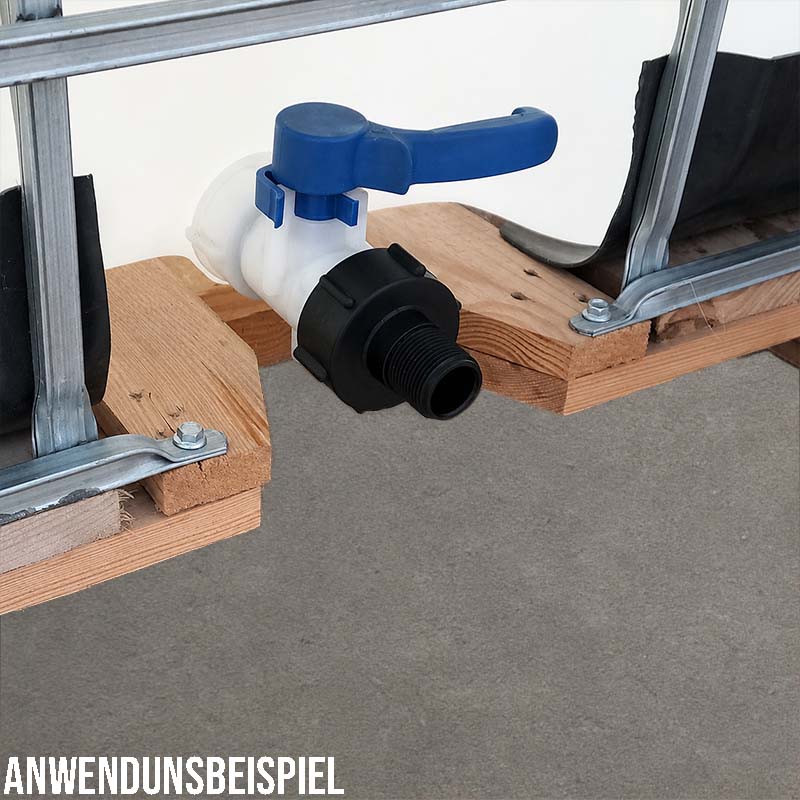 S60 x 6 IBC Adapter mit Außengewinde AG 1" Container Fass Tank Zubehör PN10 bar - 10 Stück
