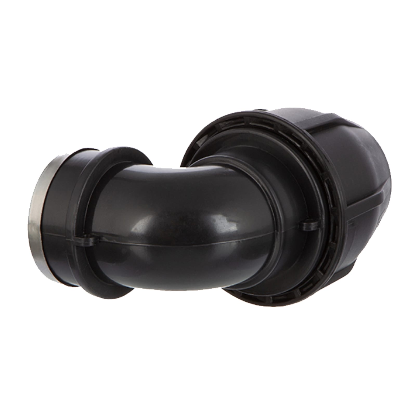 63 mm x 2" PE PP Fitting Klemm Verbinder Verschraubung Rohr Winkel 90° x IG schwarz - PN 16 bar 