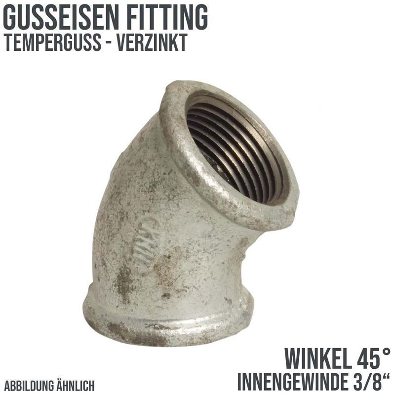 3/8" Gusseisen Temperguss Fitting Nr. 120 Winkel 45° Innengewinde IG PN 25 bar