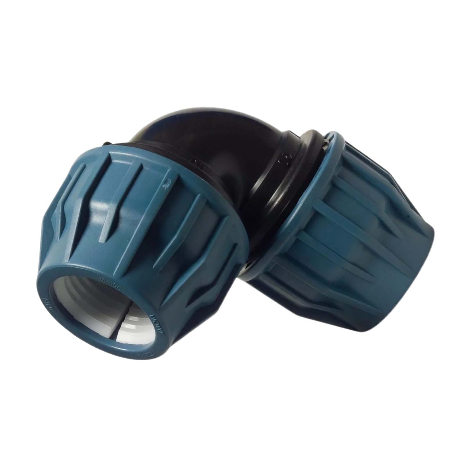 63 mm PE PP Fitting Klemm Verbinder Verschraubung Muffe Rohr Winkel 90° DVGW - PN 16 bar