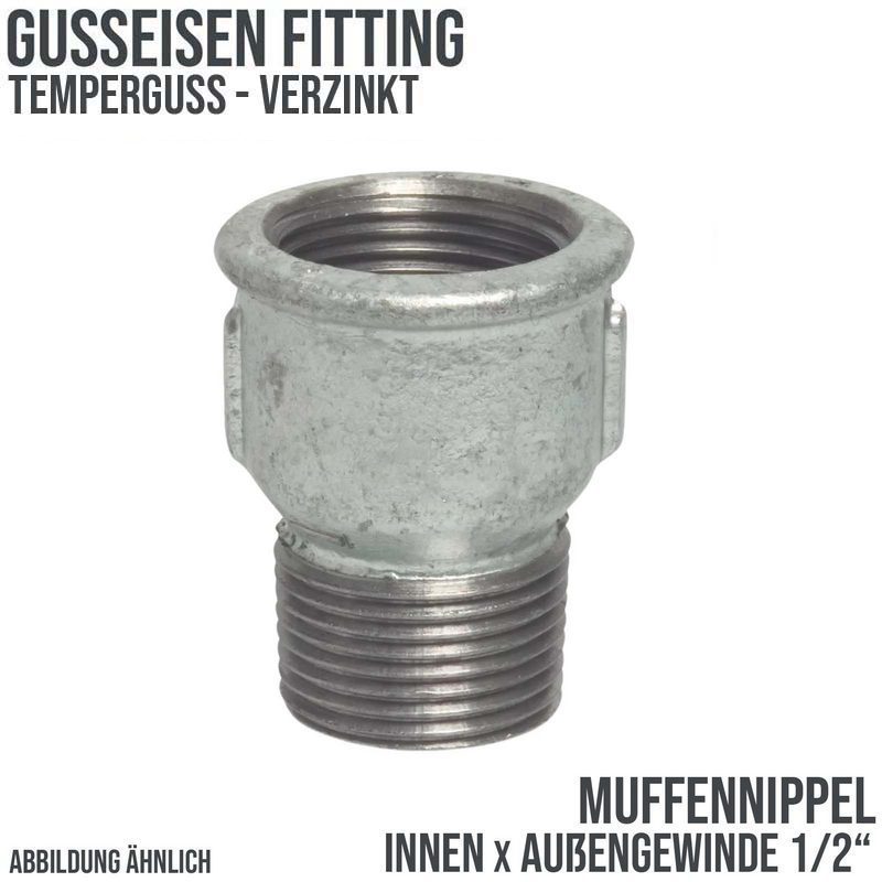 1/2" Gusseisen Temperguss Fitting Nr. 529A Muffennippel Innen x Außengewinde IG AG PN 25 bar