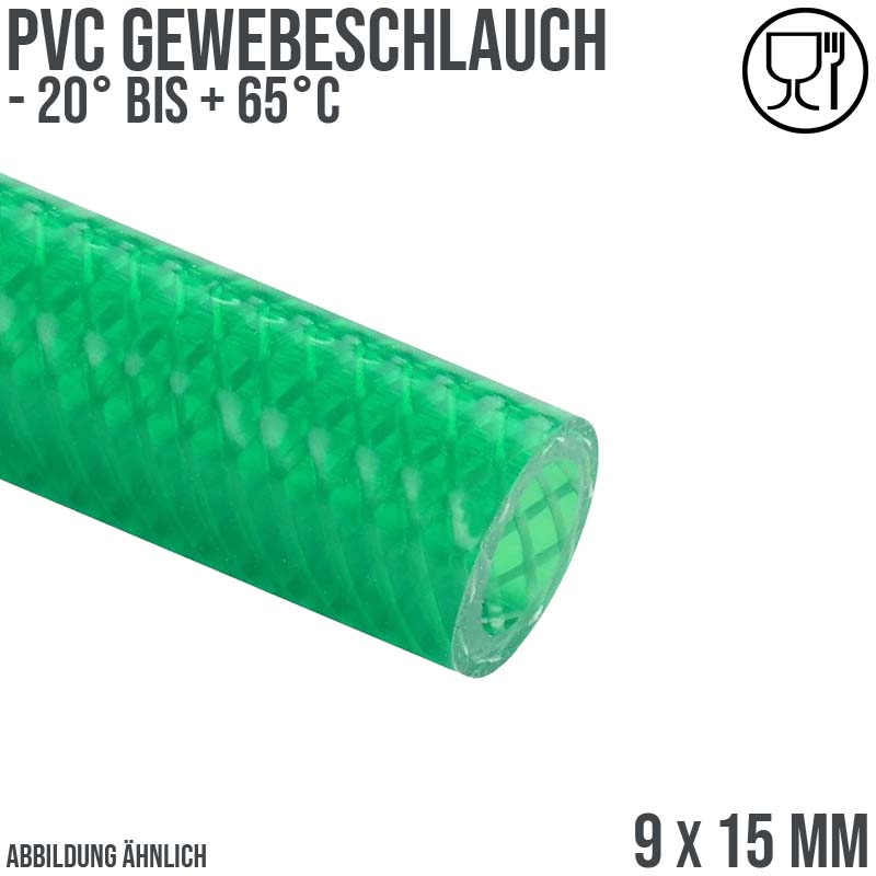 9 x 15 mm Gewebe Druckluft Universal Wasser Luft Kompressor Schlauch grün PN 22 bar