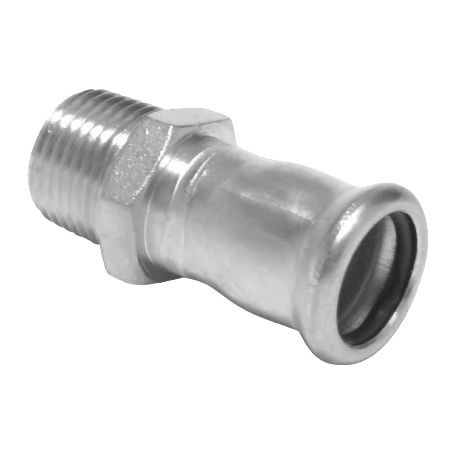 54 mm x 2" Pressmuffe x Aussengewinde AG Edelstahl AISI 316 Fittings PN 16 bar