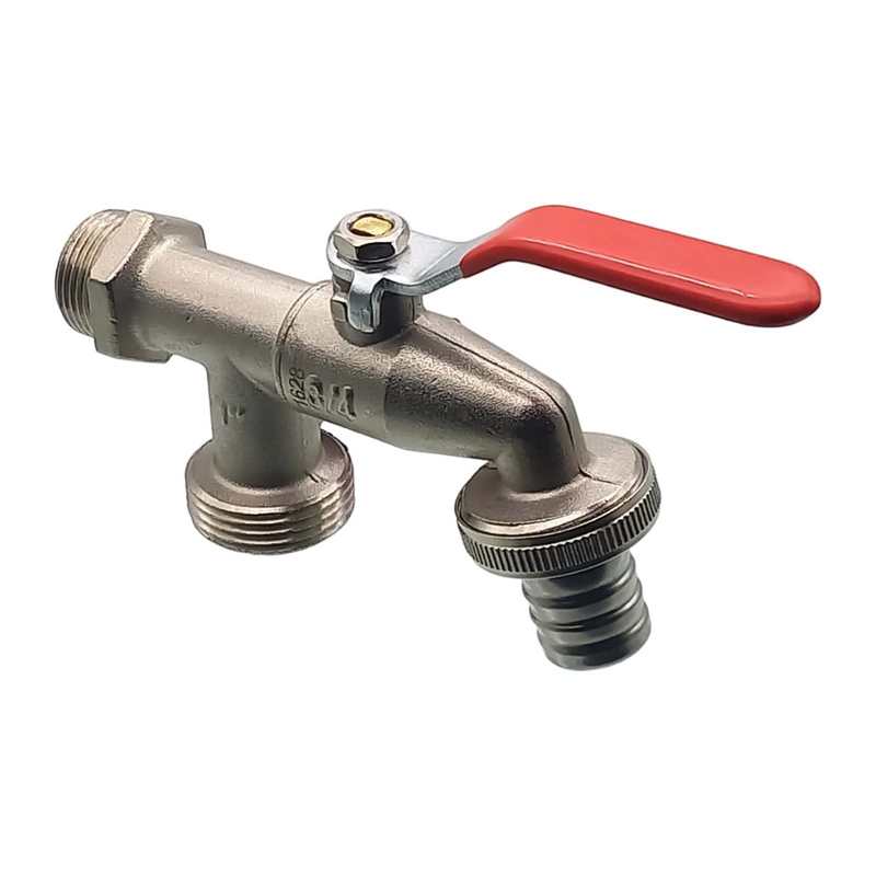 3/4" Messing Auslauf Ventil Hahn 2-fach Auslass AG 1" 19 mm Tülle PN 10 bar
