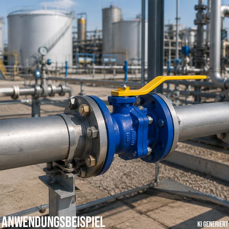 DN 32 Flansch Kugelhahn 2-teilig Gussgehäuse Kugel Messing DVGW Gas - PN 16 bar