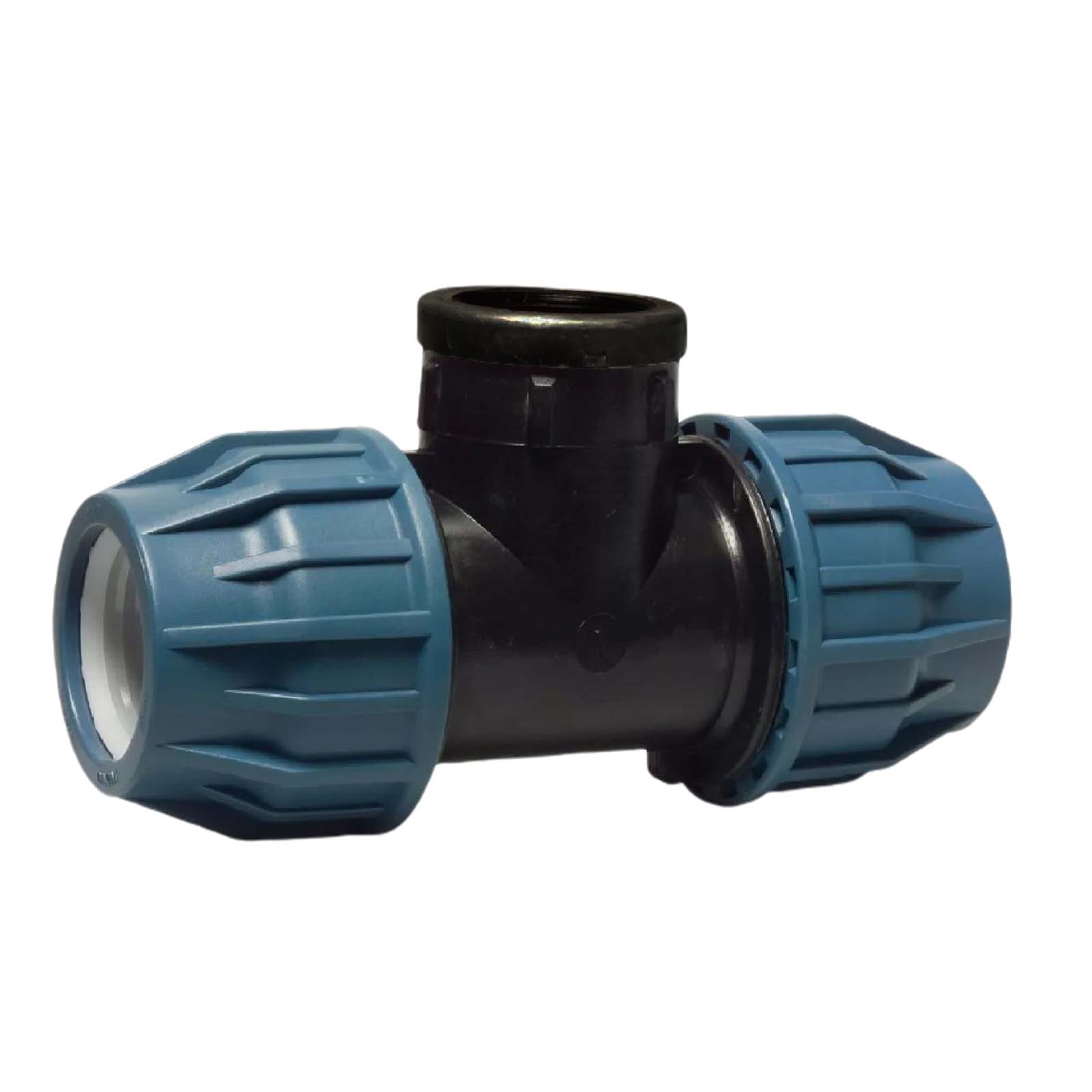 110 mm x 4" PE PP Fitting Klemm Verbinder Verschraubung Rohr T-Stück 90° x IG DVGW - PN 16 bar 