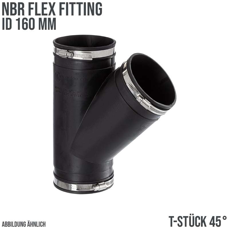 160 mm NBR Flex Fitting T-Stück 45° Verbinder Reparatur (Klemmbereich 150 - 162 mm)