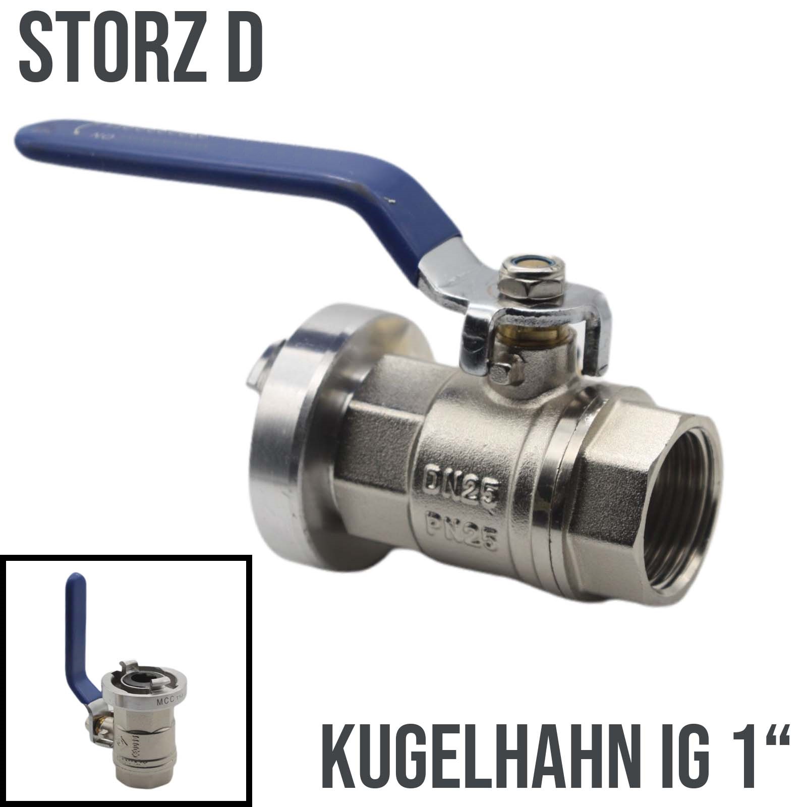 STORZ D DN 25 KA 31 Übergangsstück Adapter -> Kugelhahn IG 1" Zoll Messing Pumpen Anschluss