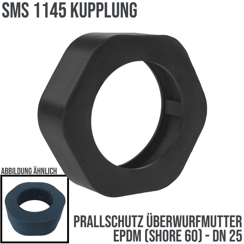 DN 25 SMS Kupplung 1145 Prallschutz Überwurfmutter ÜWM Gummi EPDM - schwarz