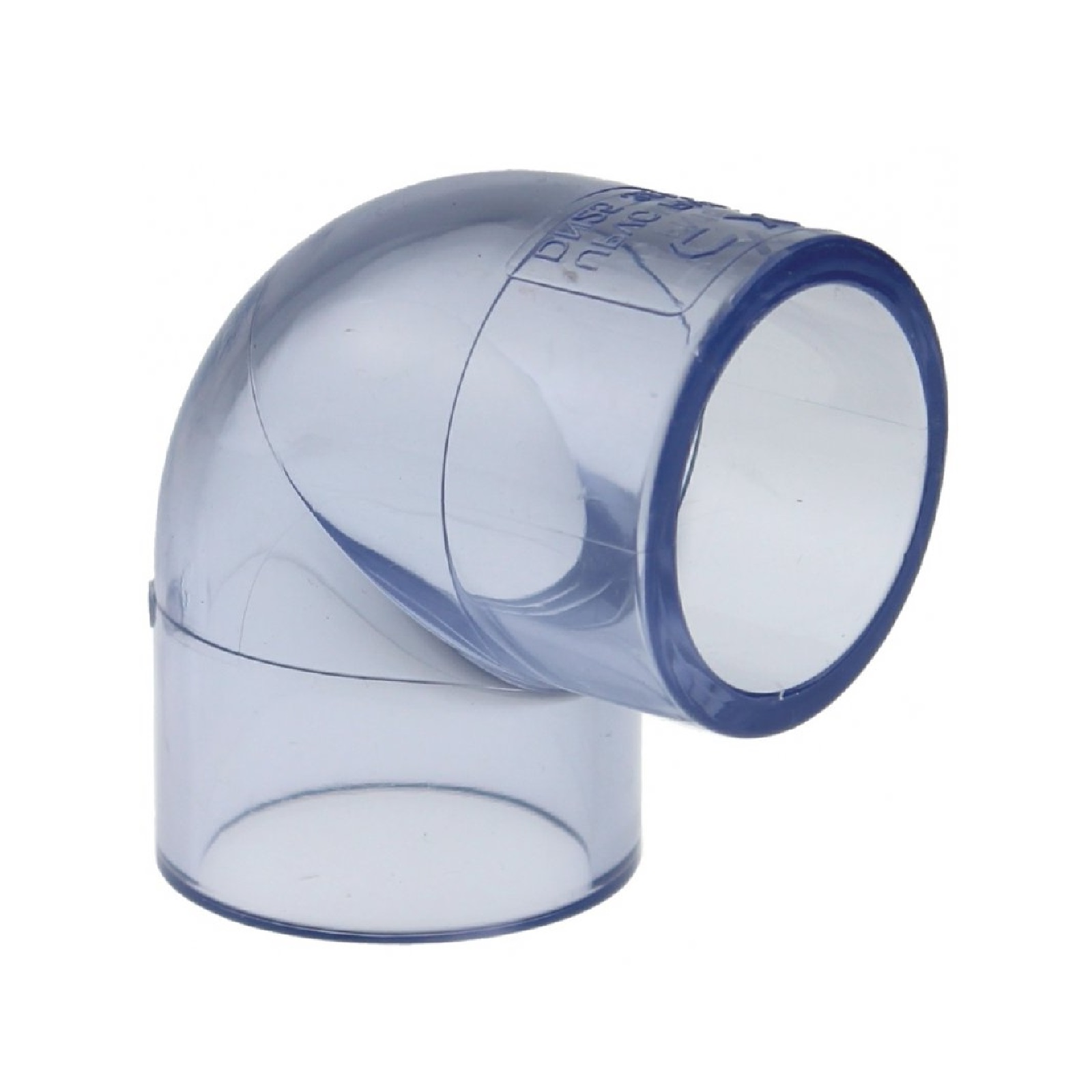110 mm PVC Klebe Fitting Winkel 90° Muffe Verbinder - transparent durchsichtig - PN 16 bar