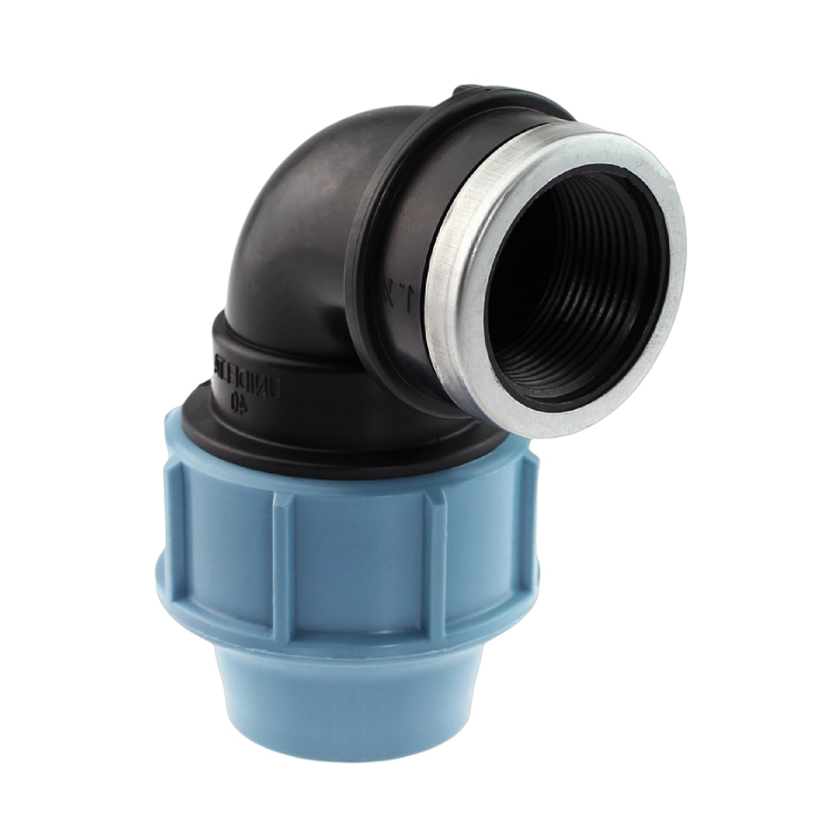 110 mm x 2" PE PP Fitting Klemm Verbinder Verschraubung Rohr Winkel 90° x IG DVGW - Unidelta 