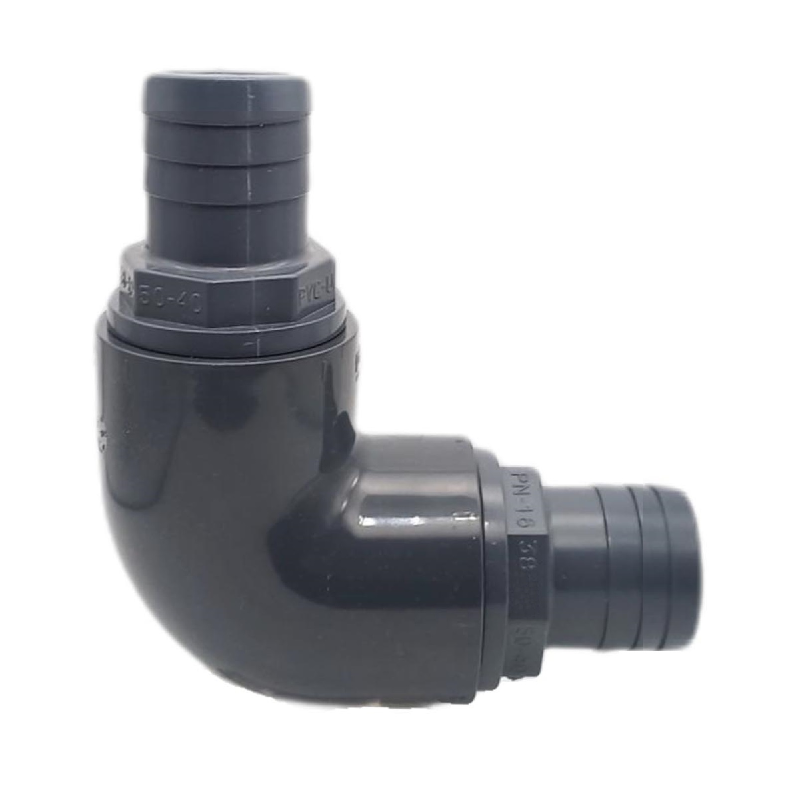38 mm PVC PROFI Winkel 90° Schlauch Verbinder Stutzen Tülle Pool Teich Garten - PN 10 bar