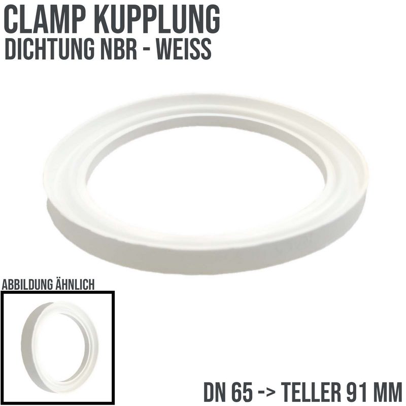 DN 65 CLAMP Kupplung 91 mm Dichtung NBR FDA -  weiß