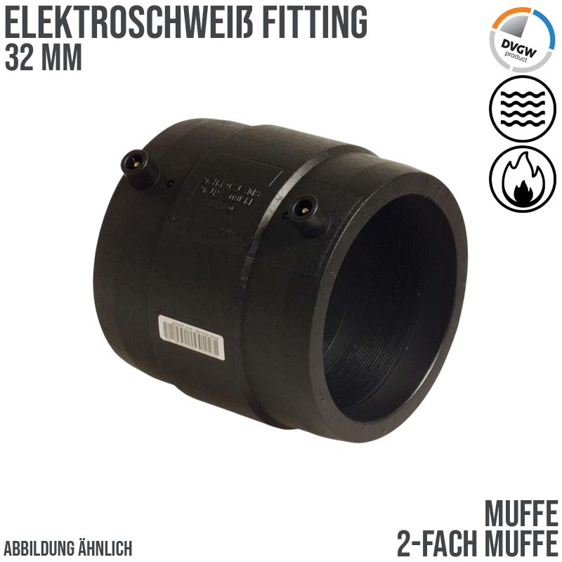 32 mm PE 100 Elektro Schweiß Fitting Muffe SDR 11 DVGW 24 VAC schwarz